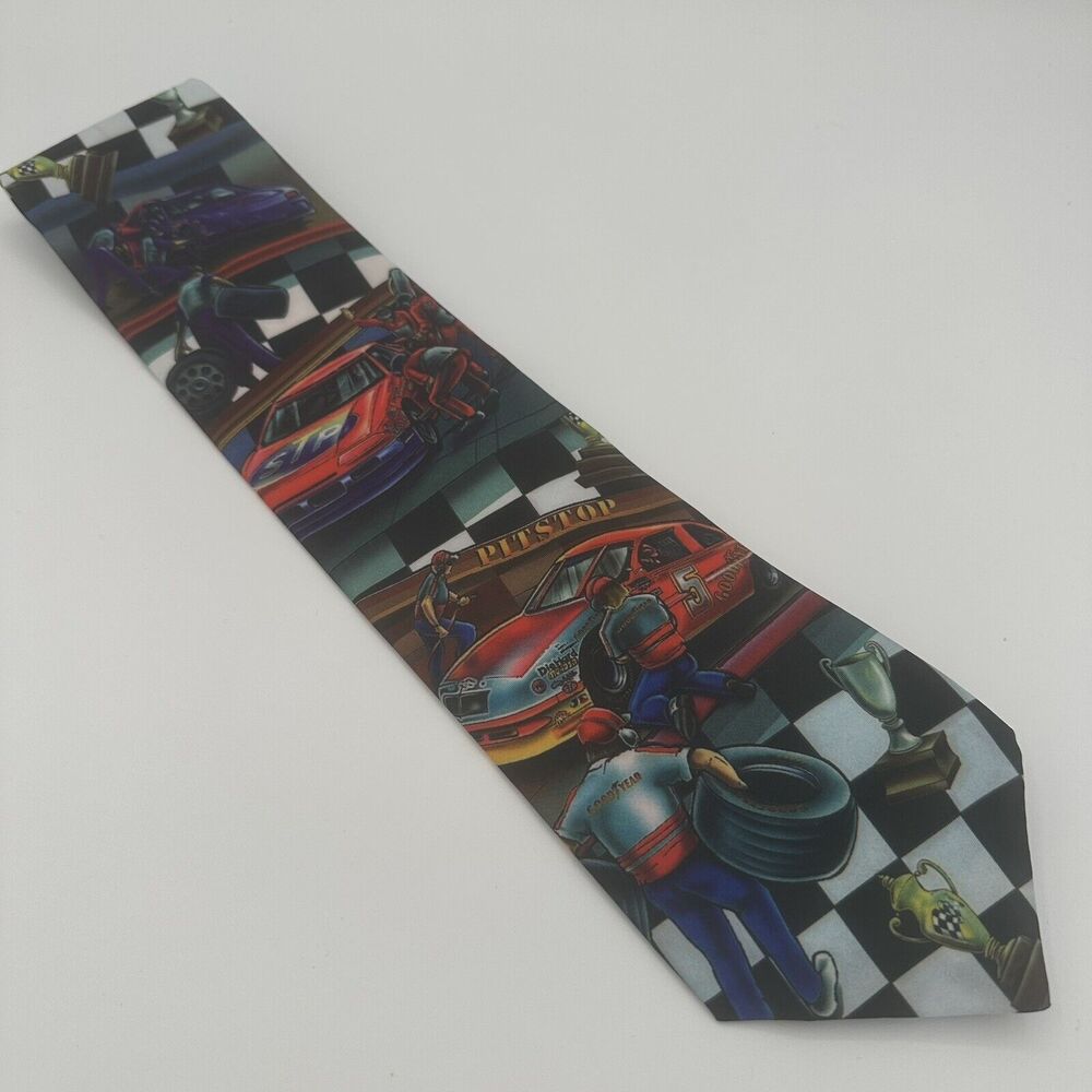 Old Cabot Village Racing Tie Race Car Theme Classic Pit Stop Multicolor